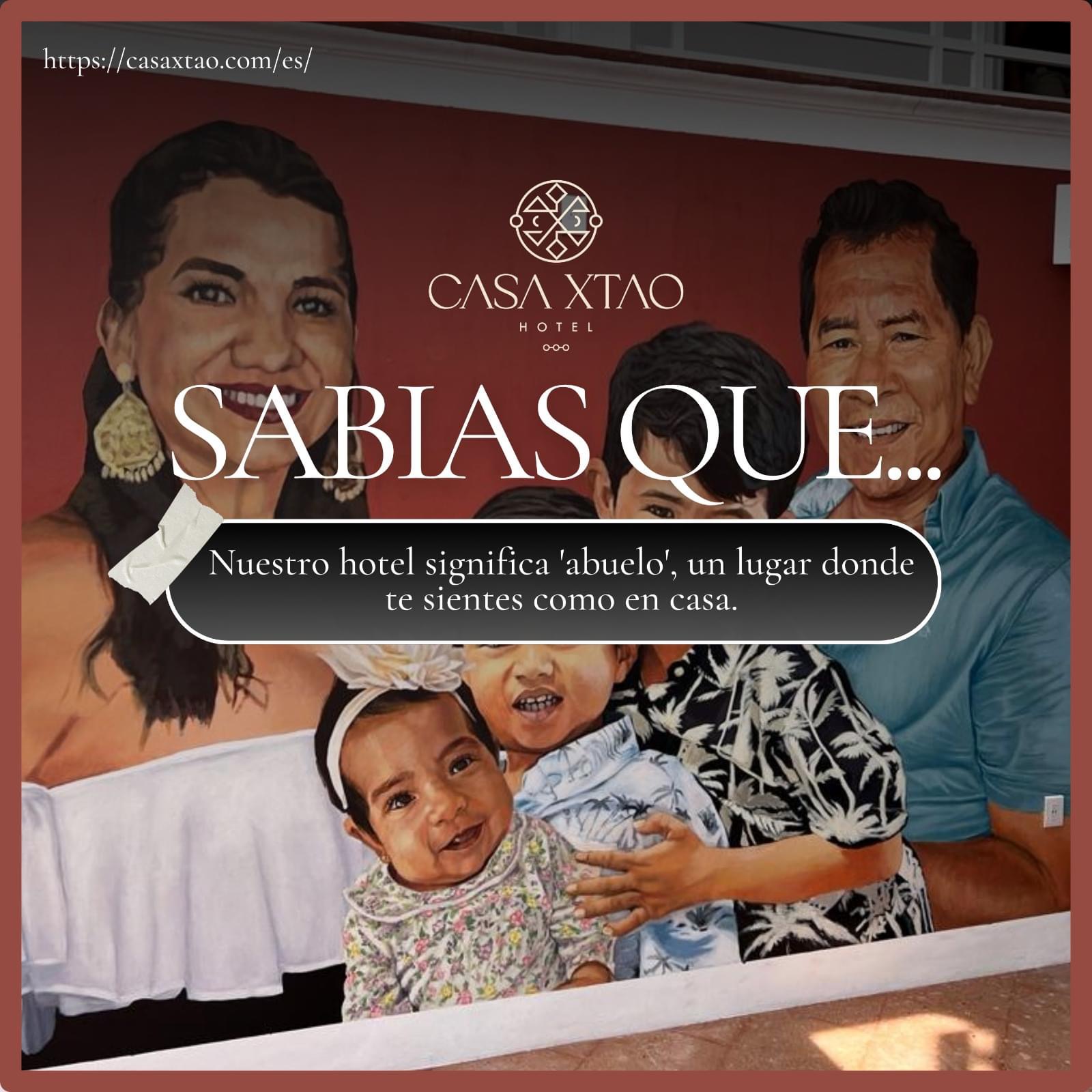 Mural de Fredi Samuel en Casa Xtao con una familia zapoteca